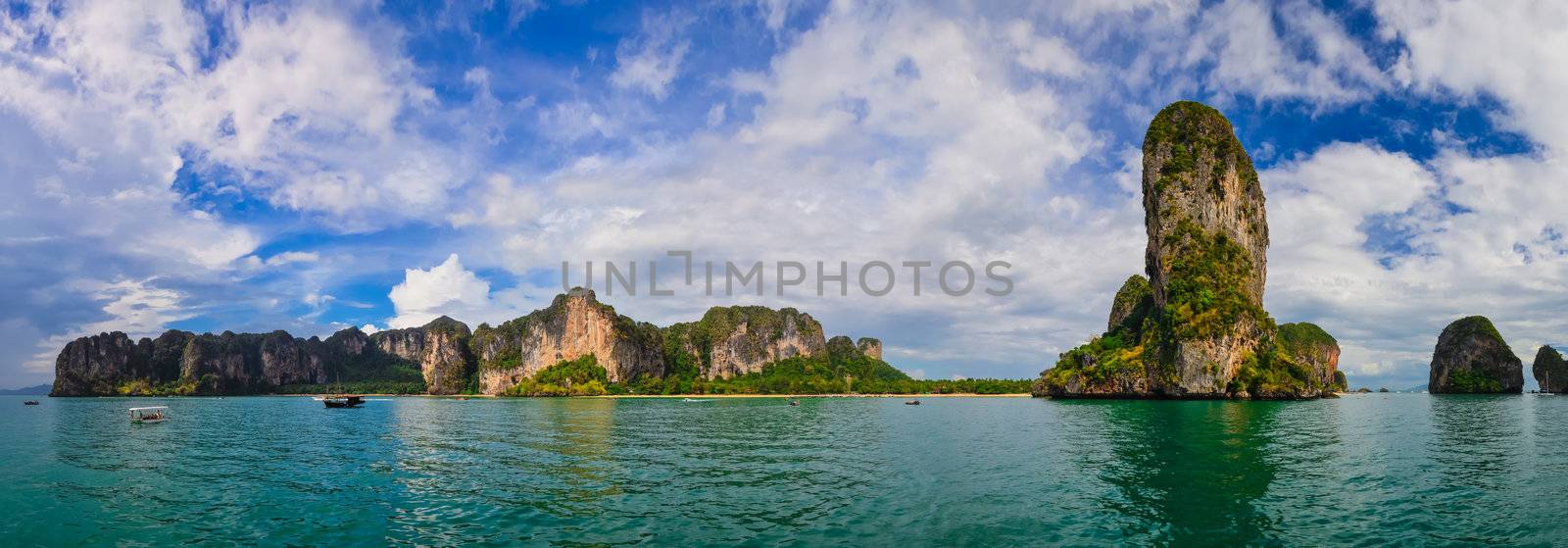 Tropical ocean beaches panorama in Andaman sea, Krabi, Thailand