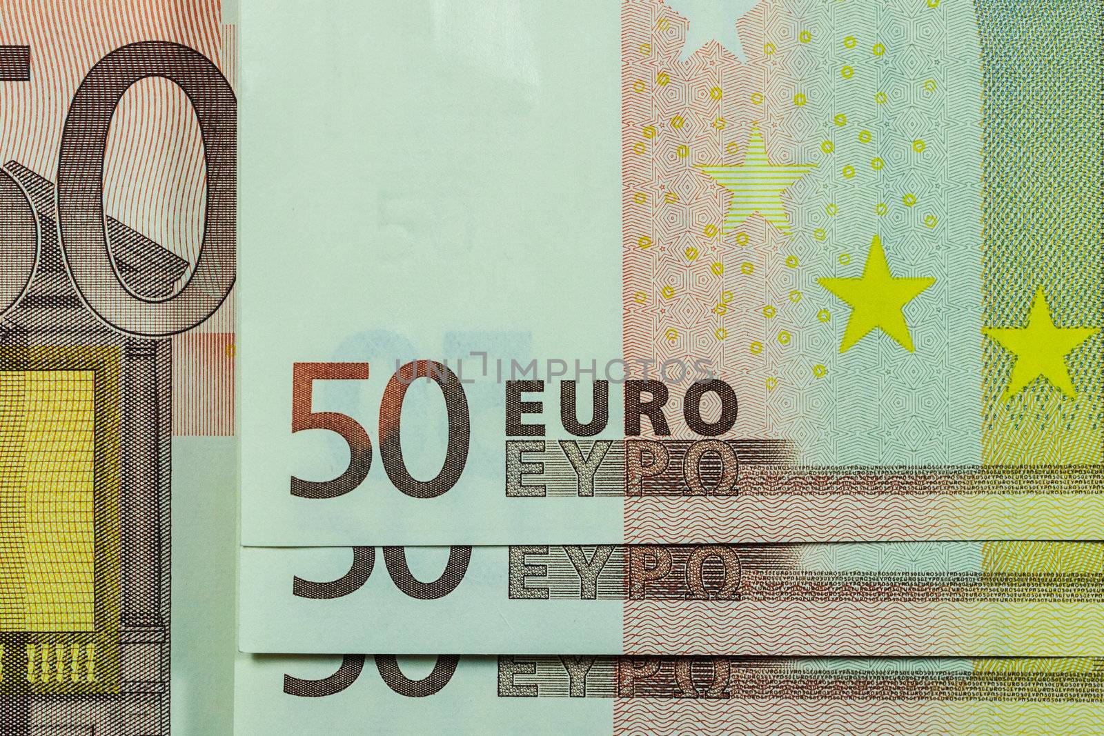 50 Euro Banknote, Macro lens Closeup, Horizontal Pattern by punpleng