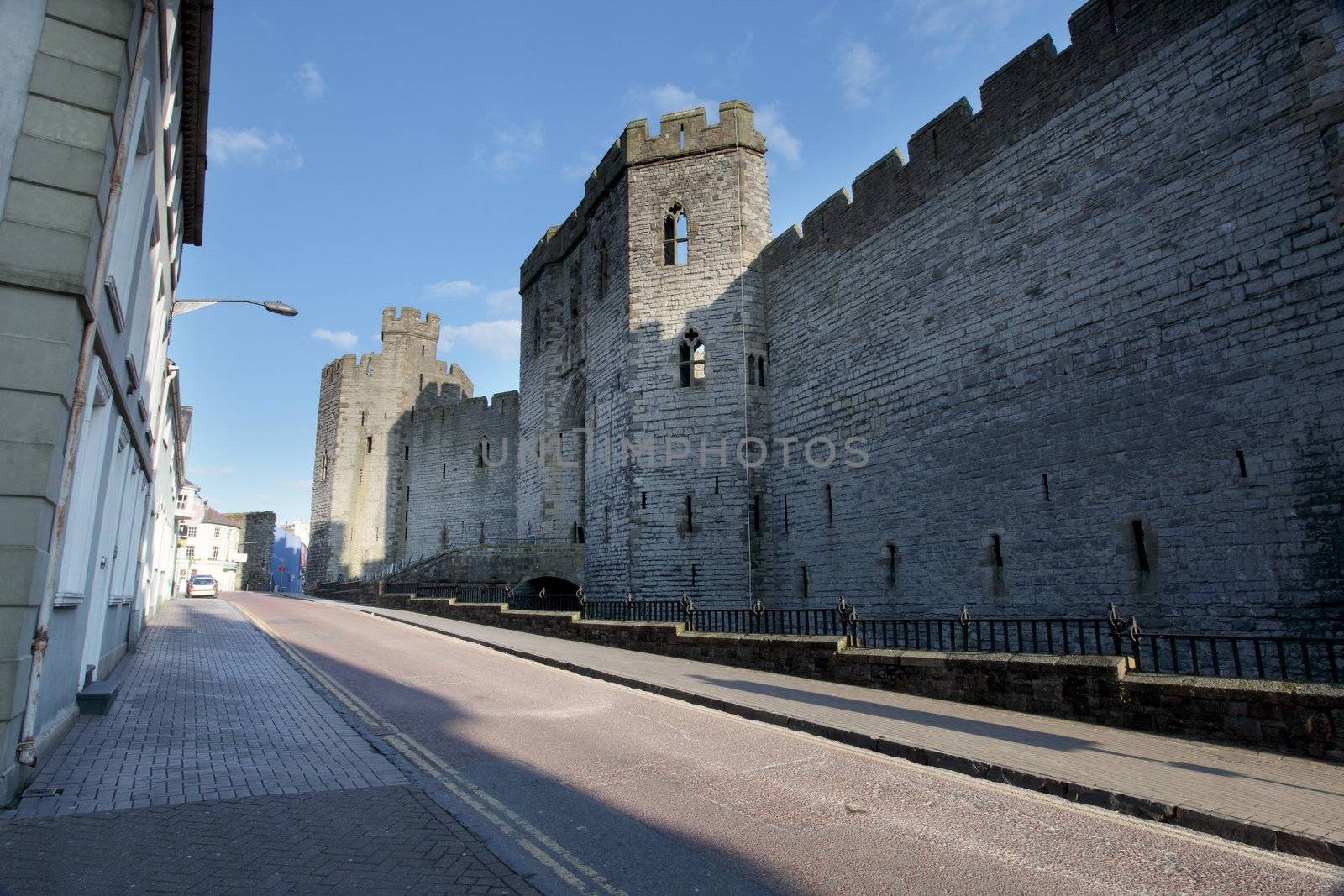 Medievil Caernarfon castle & estuary in north Wales 