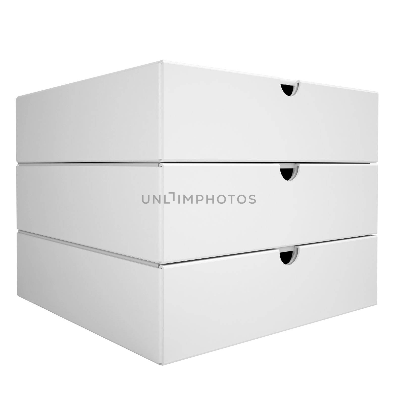 Stack of boxes from a closed pizza. Isolated render on a white background