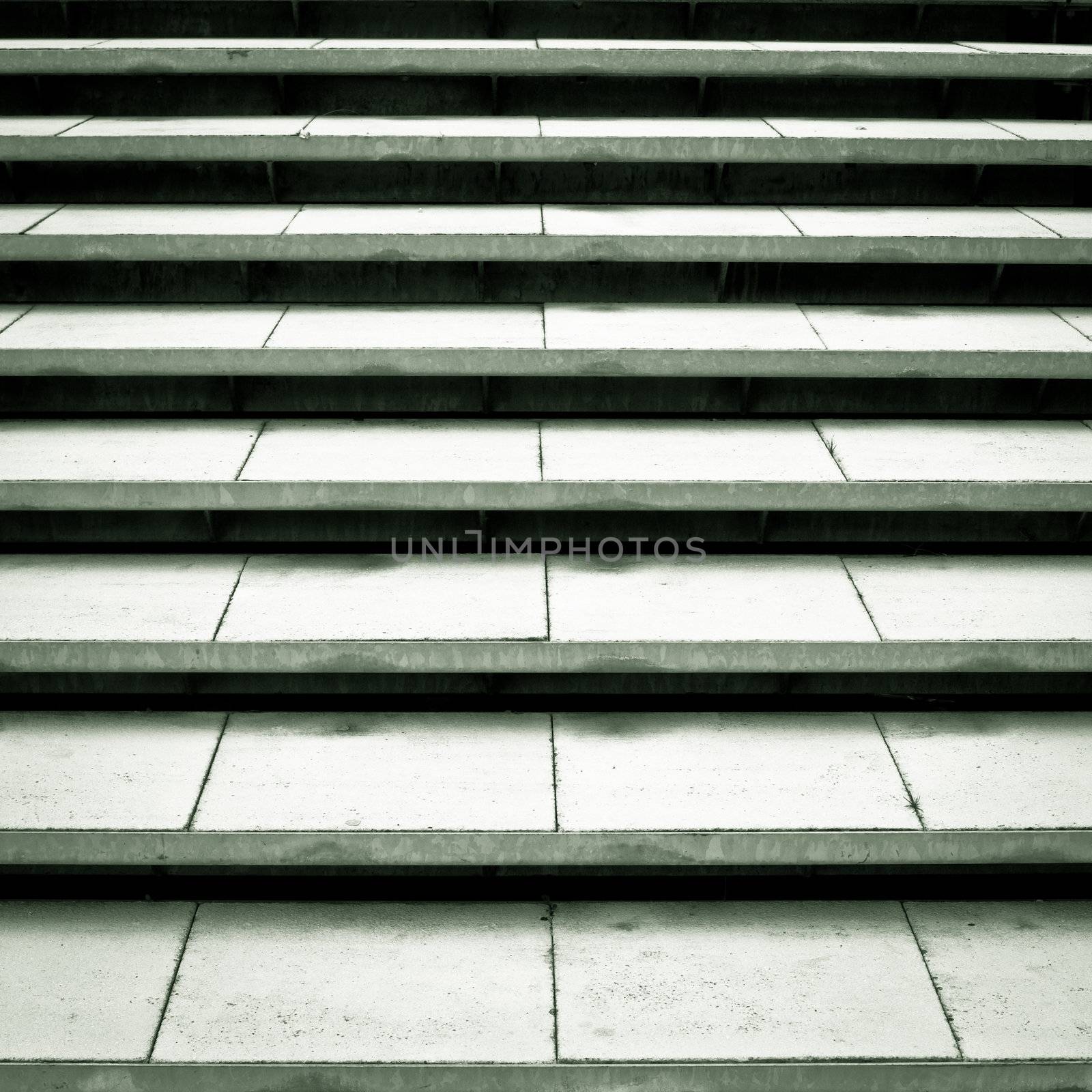 Outdoor concrete steps in dramatic black and white tones