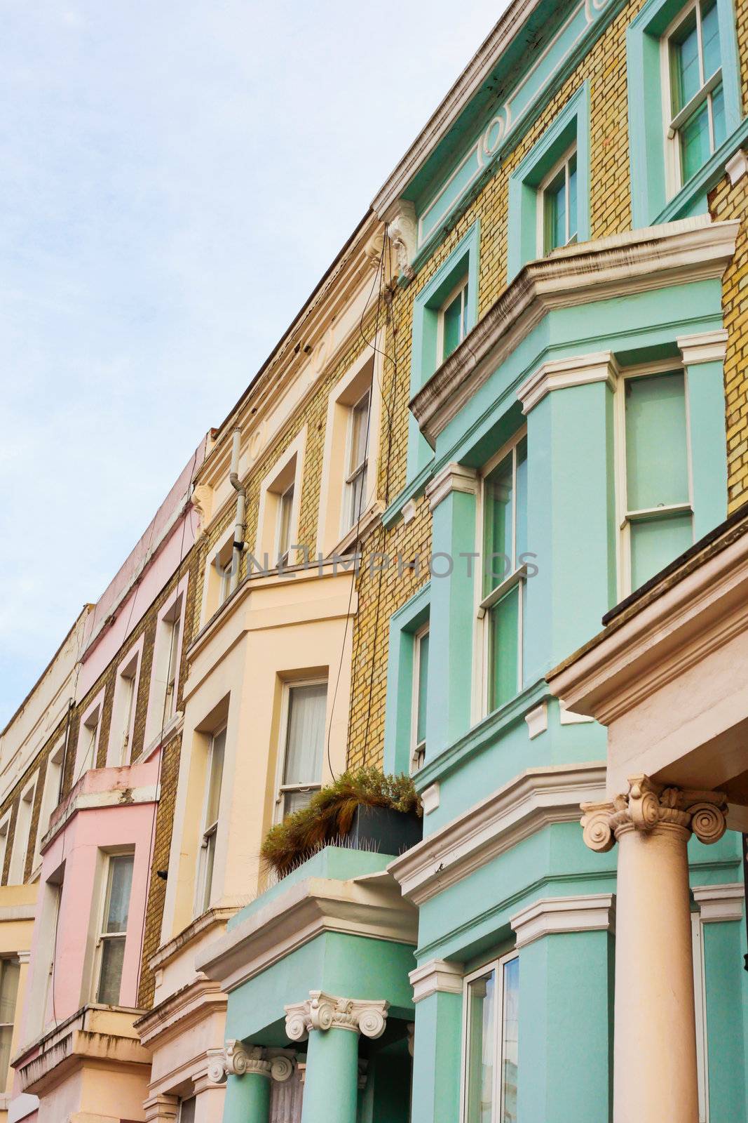 Colorful london town houses in the Notting Hill area
