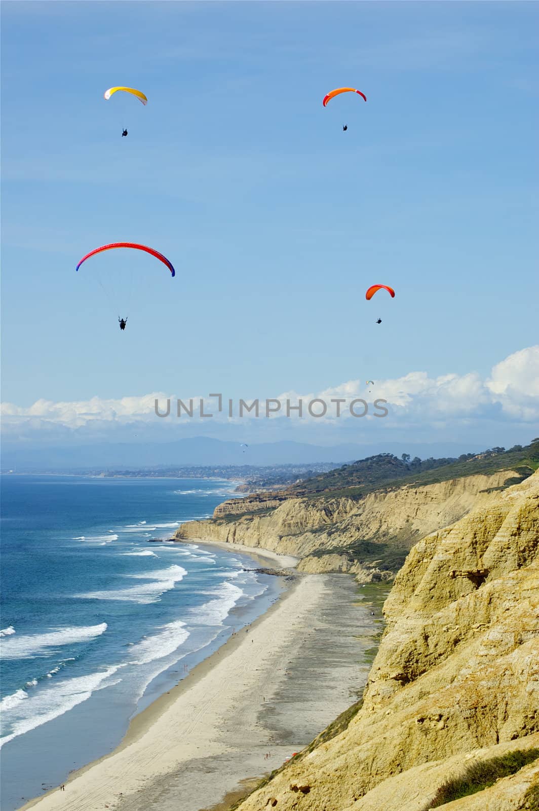 Hang Gliders Above Ocean and Cliffs by PrincessToula