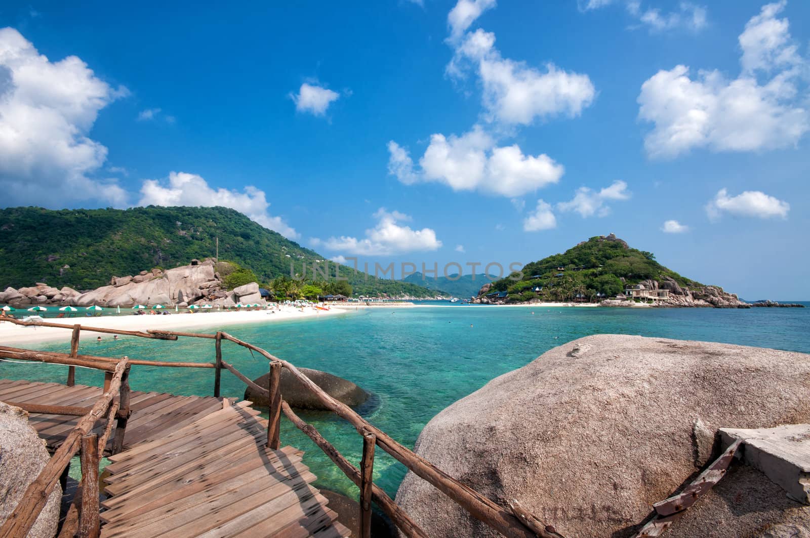 Beautiful wooden pier in Ko Nang Yuan island, Thailand