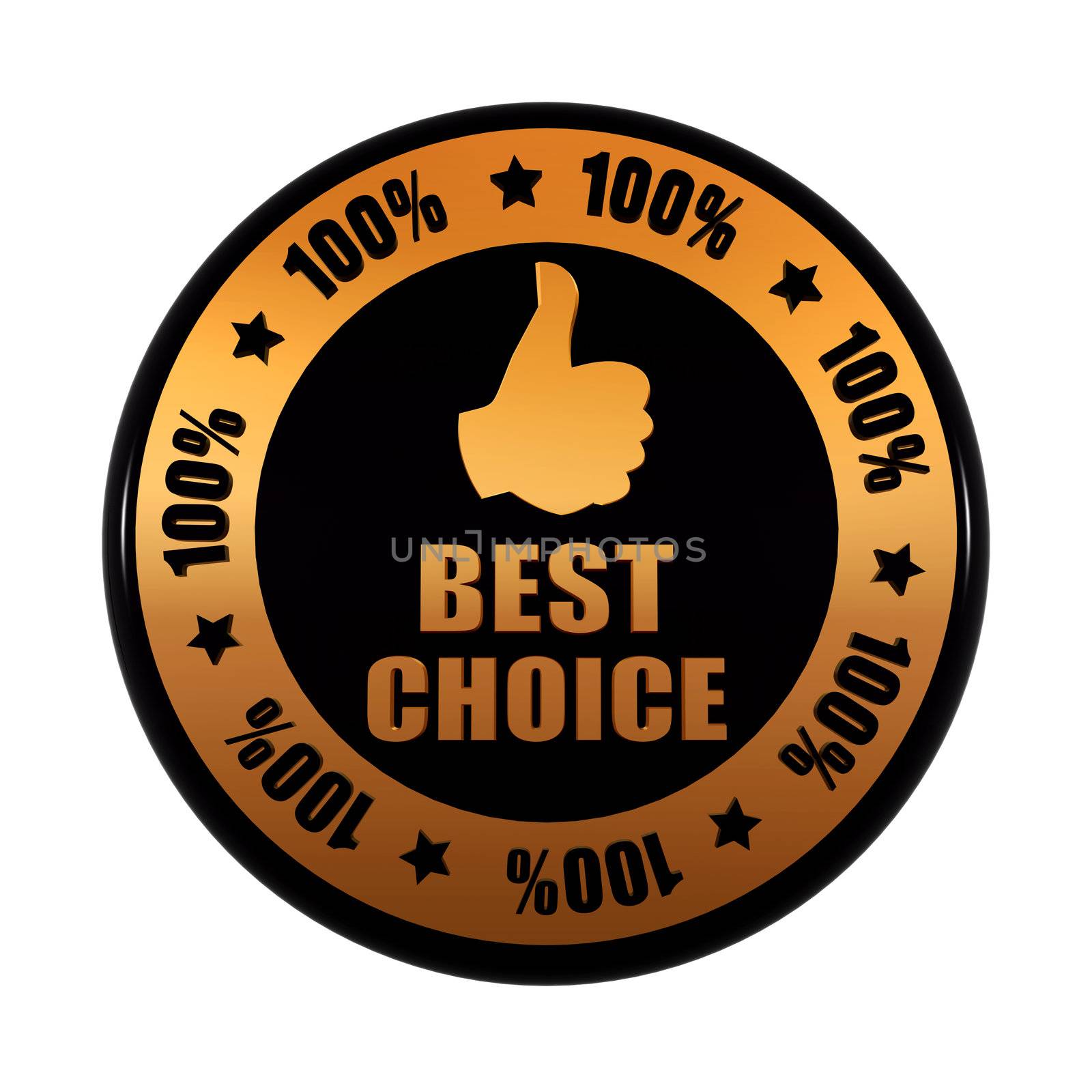 best choice 100 percentages and thumb up sign in golden black ci by marinini