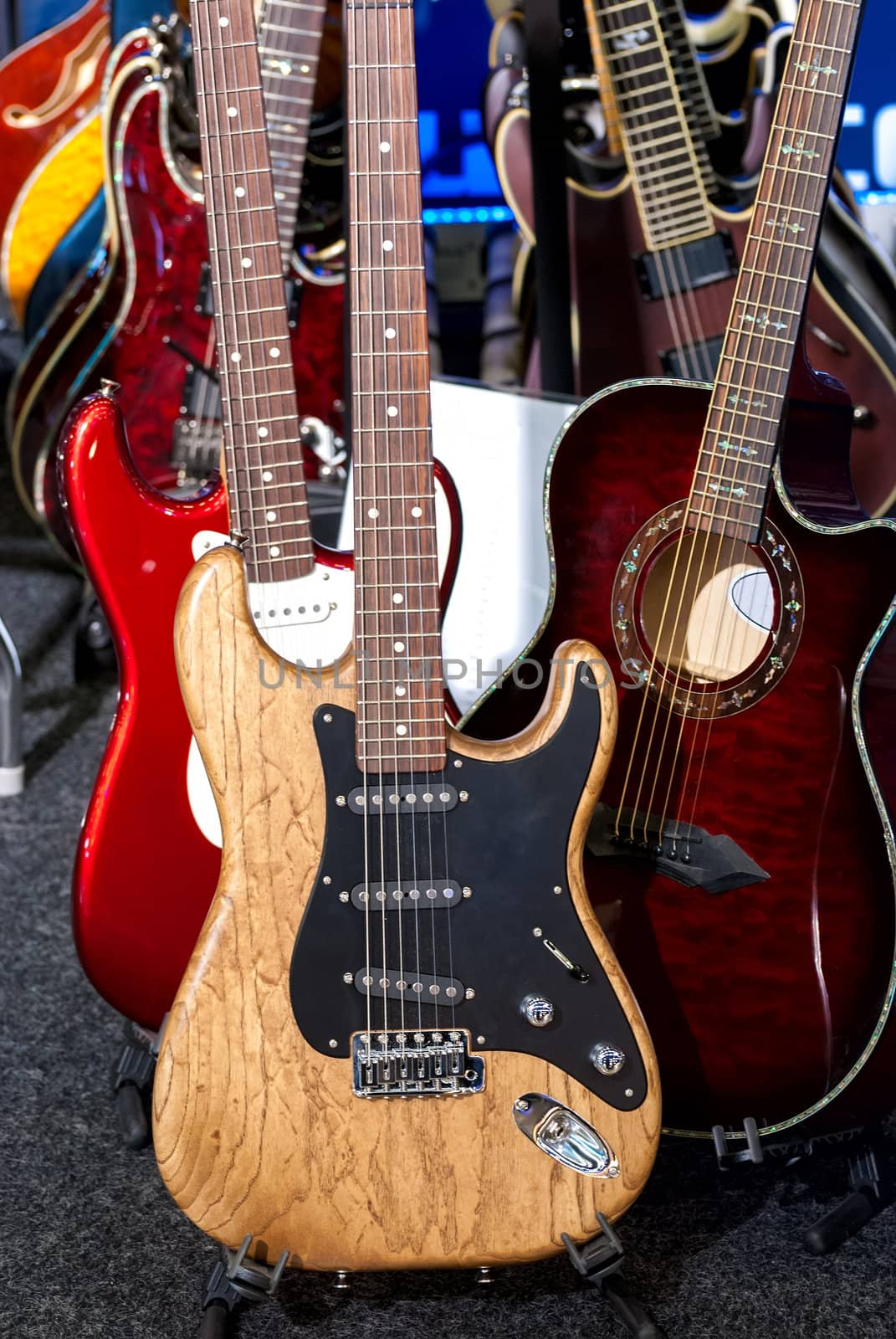 Electric guitars for sale.