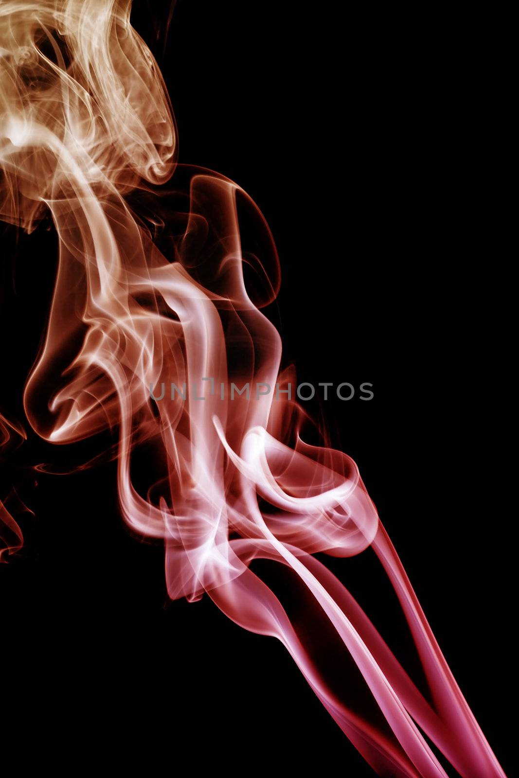 wave and smoke of different colors on black background