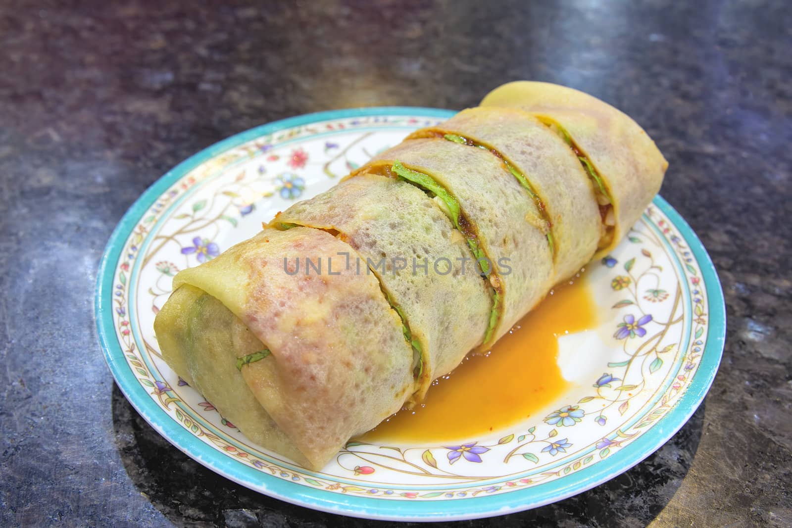 Nyonya Peranakan Popiah on a Plate Macro