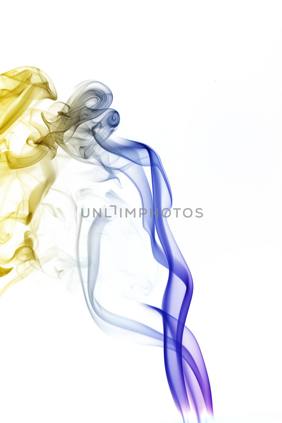 wave and smoke of different colors isolated on white