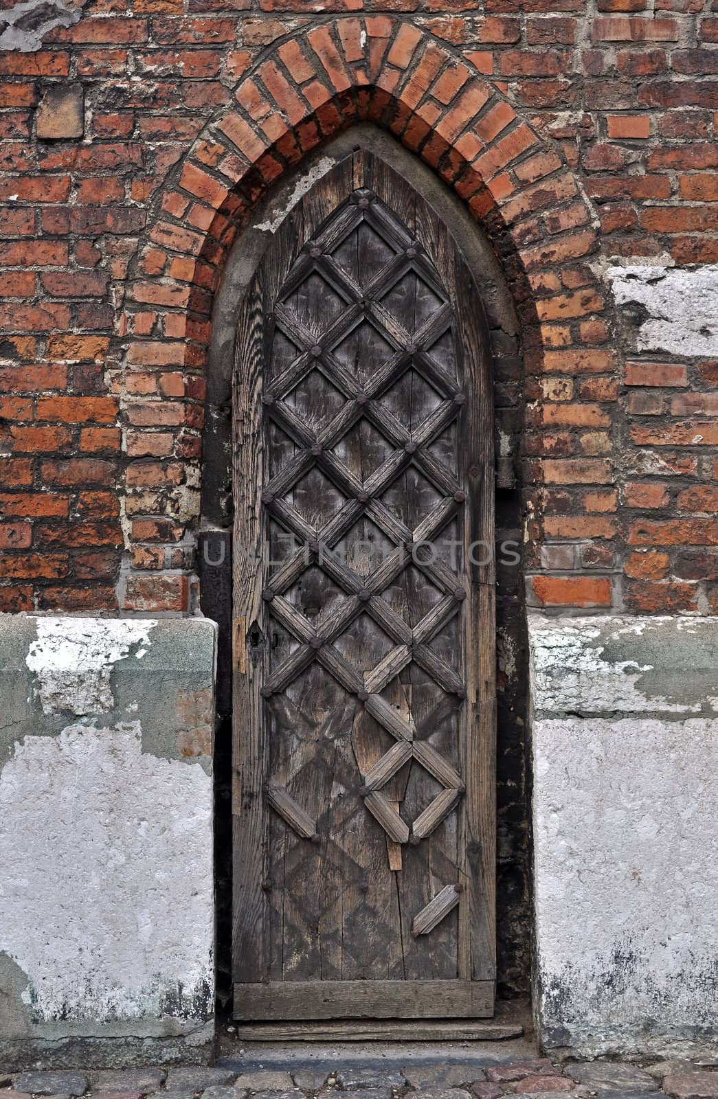 Gothic door in the city of Gdansk, Poland.