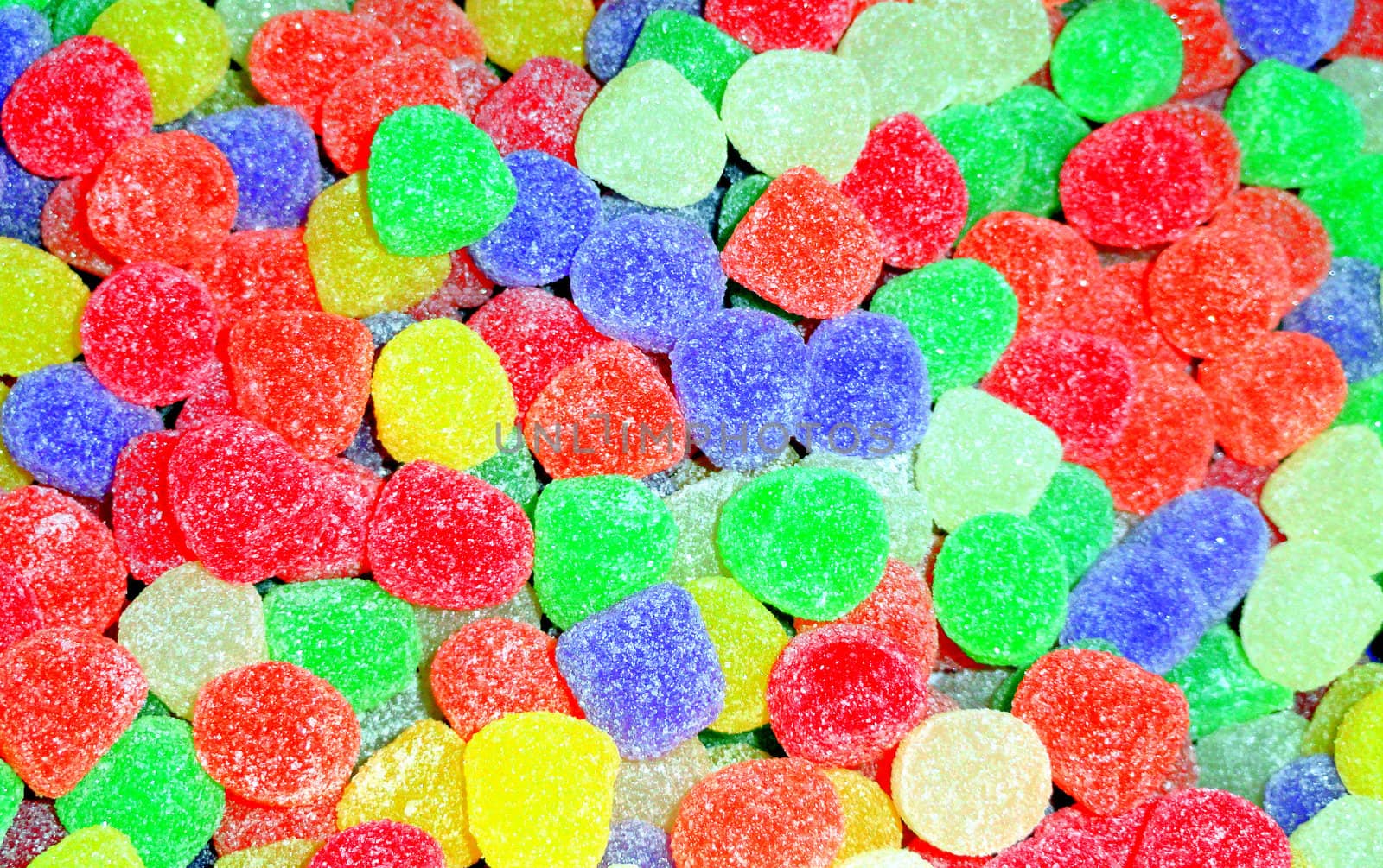 Colorful gumdrops in a bowl.