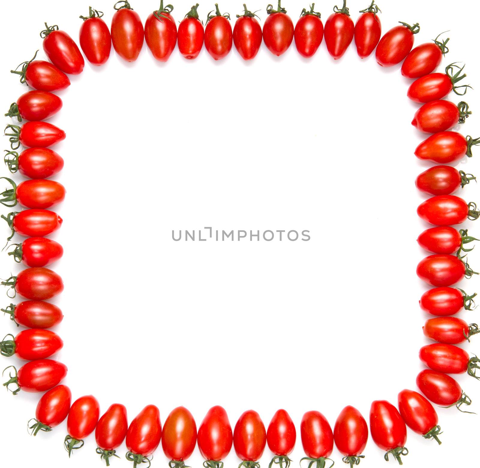 frame of red tomatoes isolated on a white background  by lsantilli
