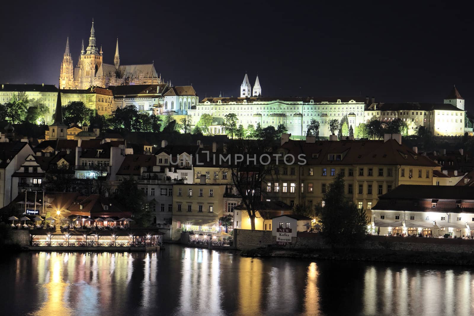 view of Prague by night