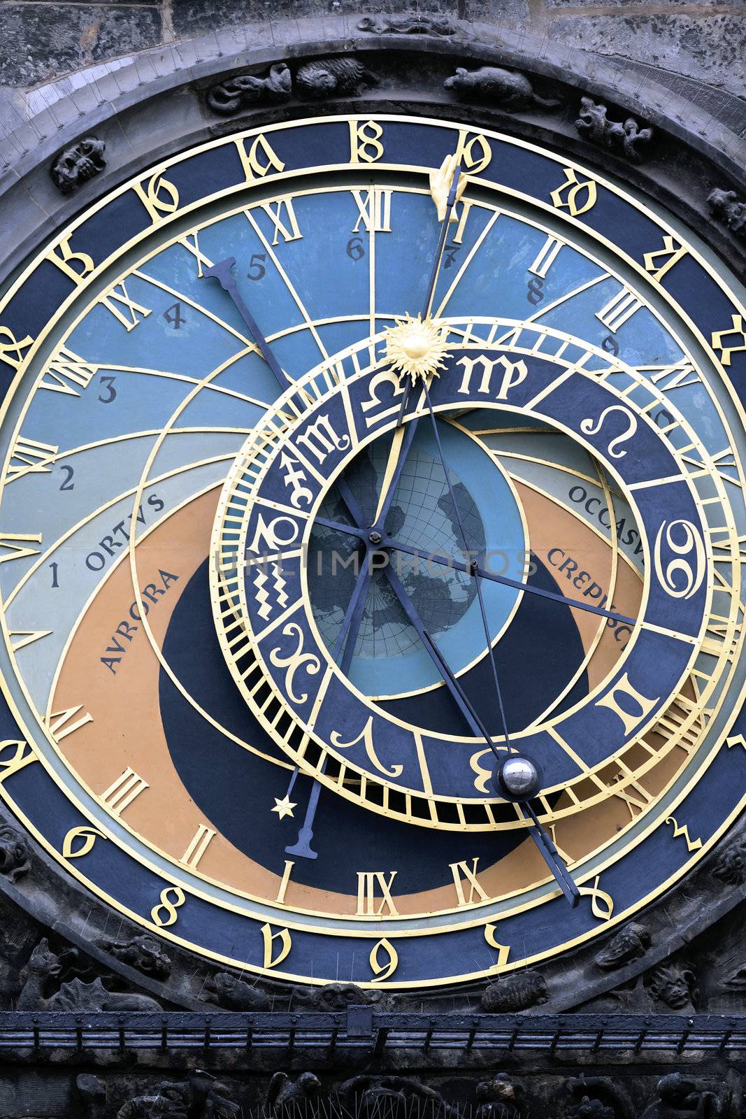 part of famous zodiacal clock in Prague
