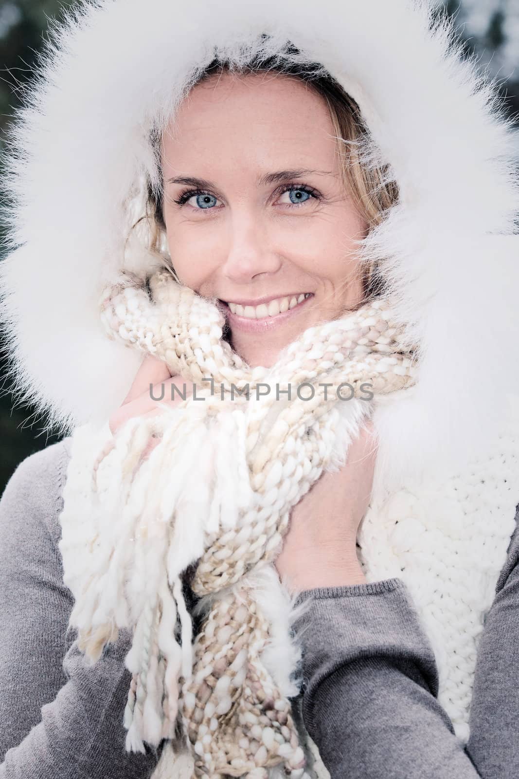portrait of a happy young woman smiling in autumn