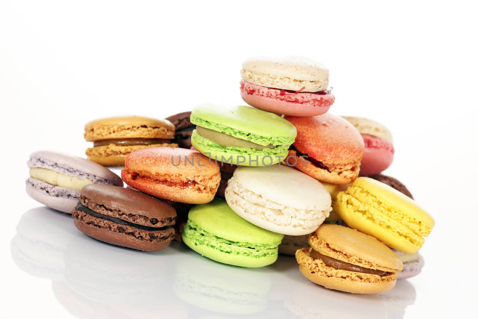 assorted Macaroons isolated in white background 