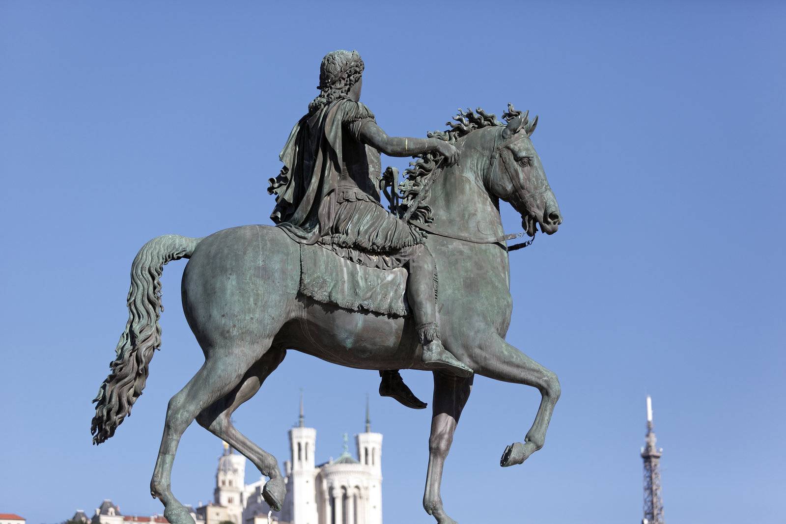 statue of Louis XIV and Basilique Fourviere, Lyon