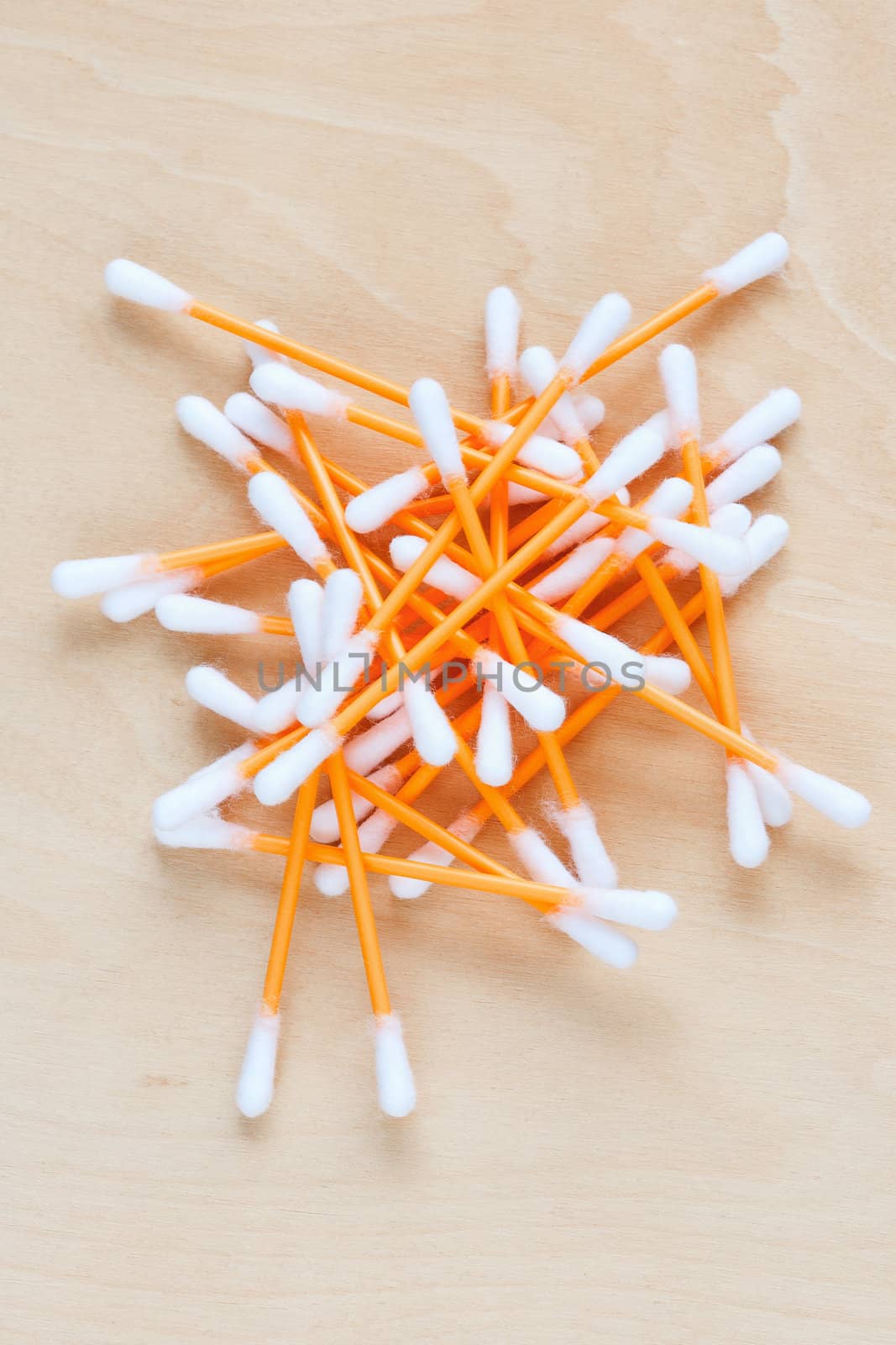 Ear sticks scattered on a table