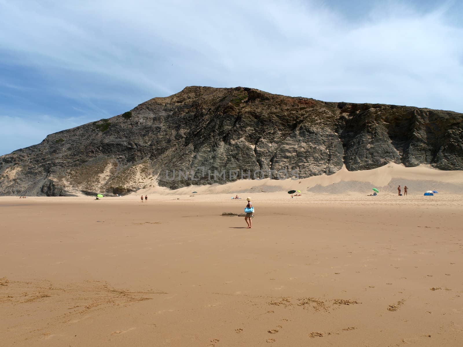 A section of the idyllic Praia de Rocha beach on the Algarve region. 