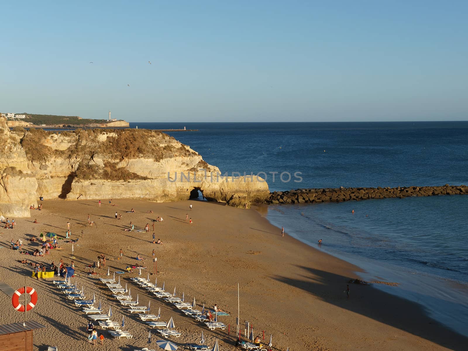 A section of the idyllic Praia de Rocha beach on the Algarve region. 