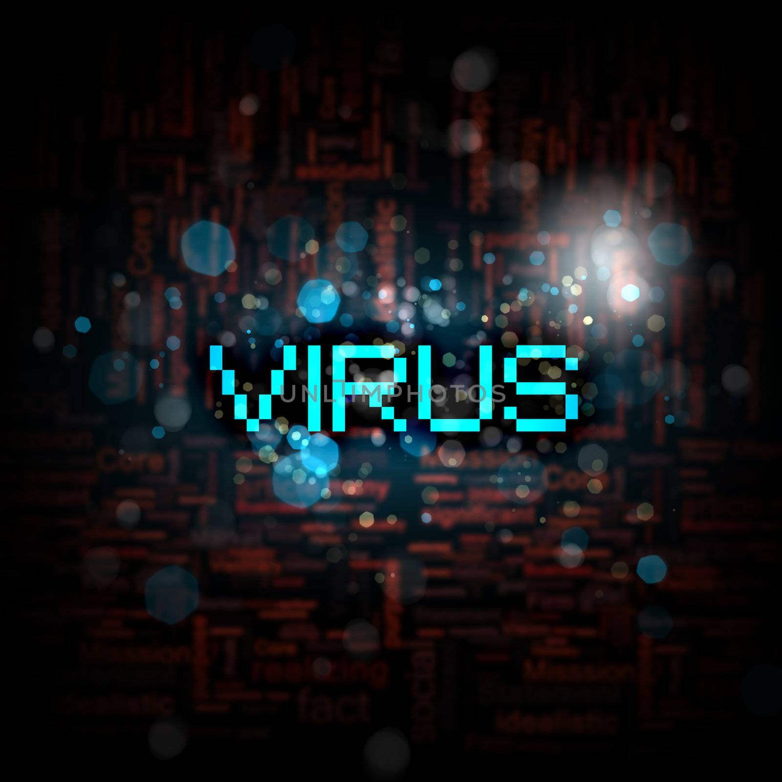 A computer virus detection symbol illustration with word Virus