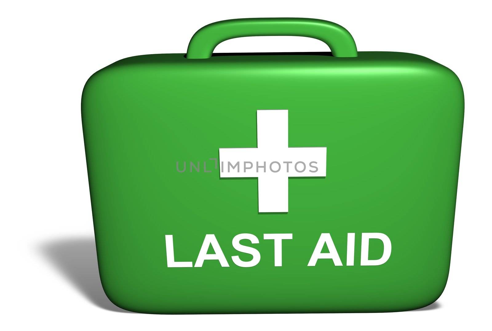 Illustration of a medical kit with the words Last Aid