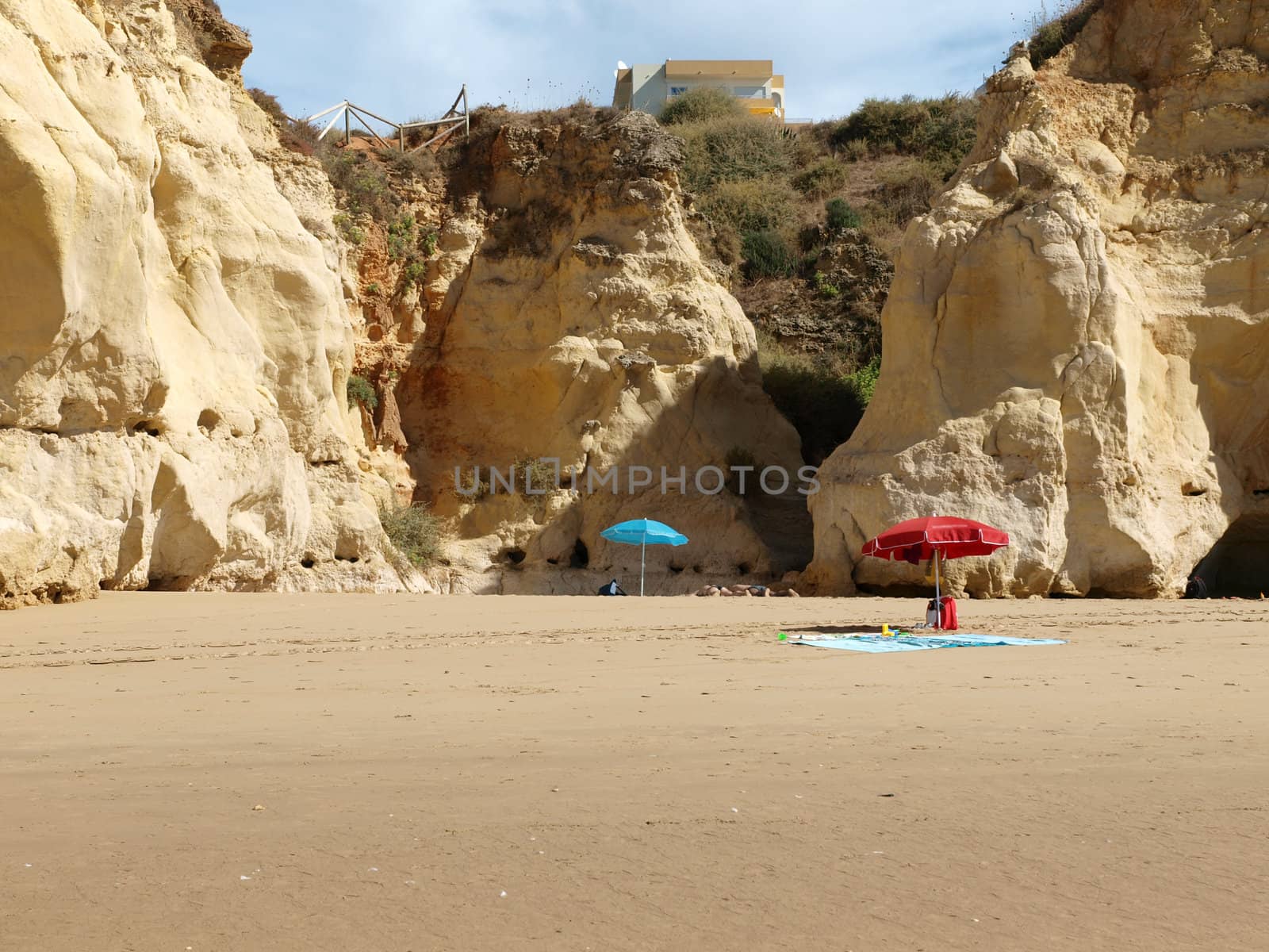 A section of the idyllic Praia de Rocha beach on the Algarve region. 