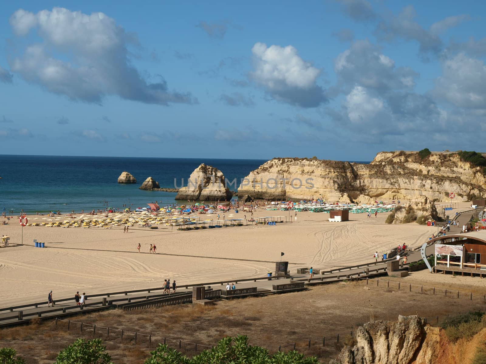 A section of the idyllic Praia de Rocha beach on the Algarve region. 
