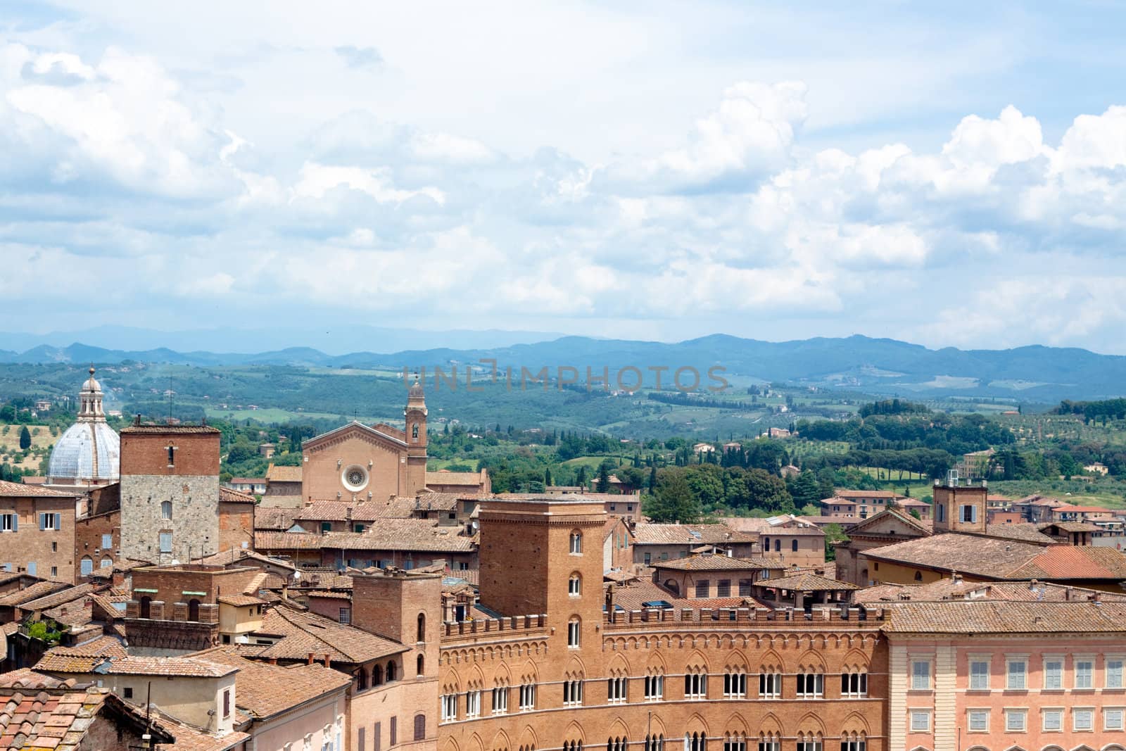 The view of Siena in summer day
