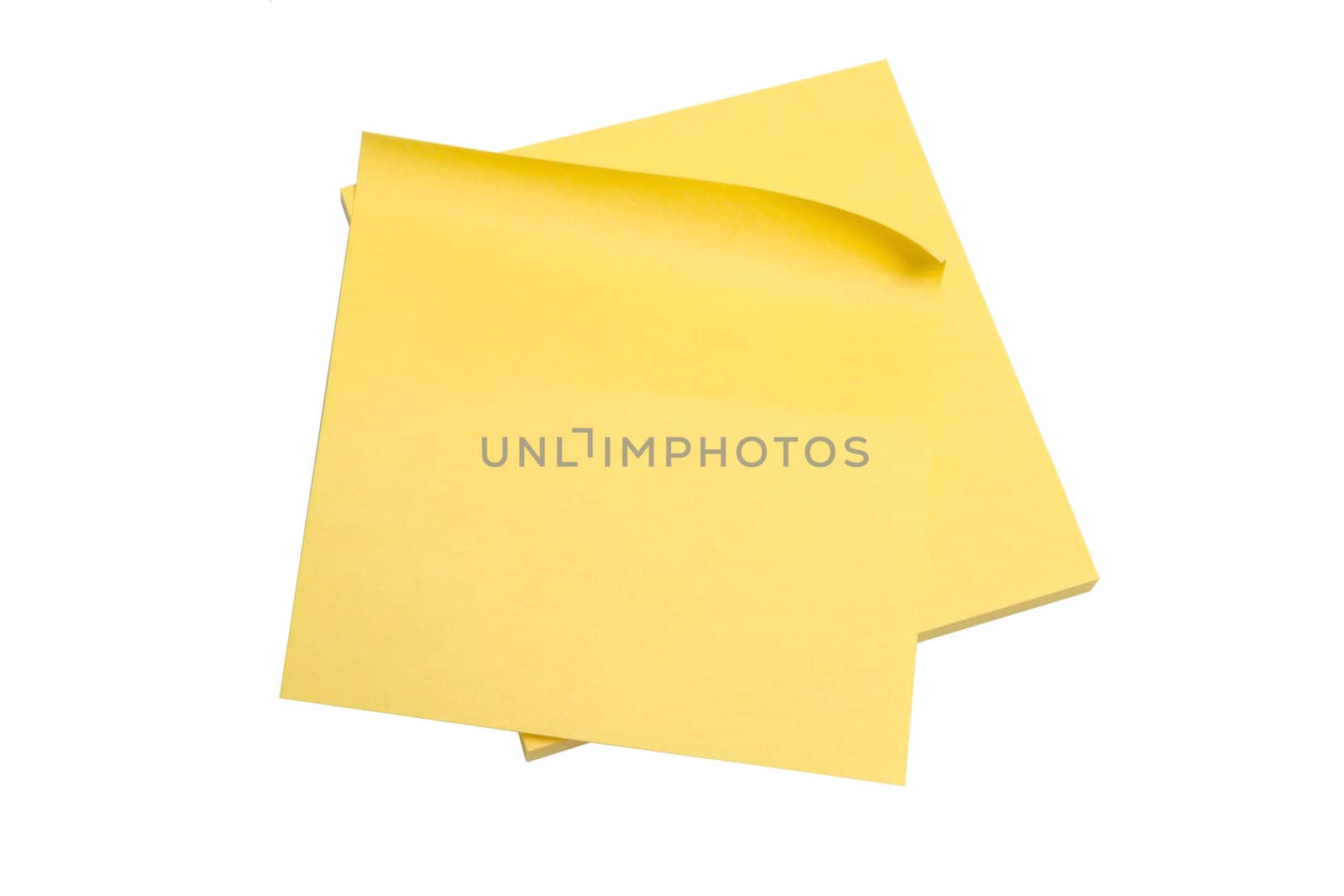 Yellow memo paper isolated on white background 