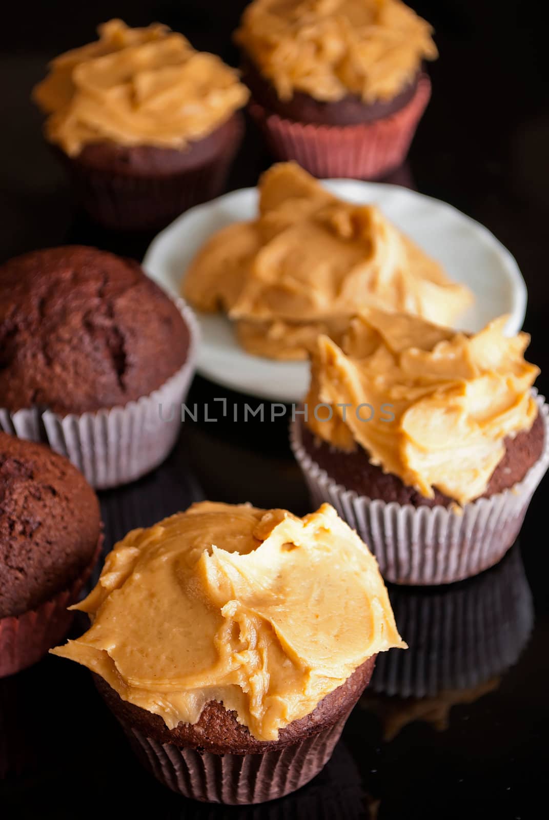 delicious homemade cupcakes with peanut butter icing