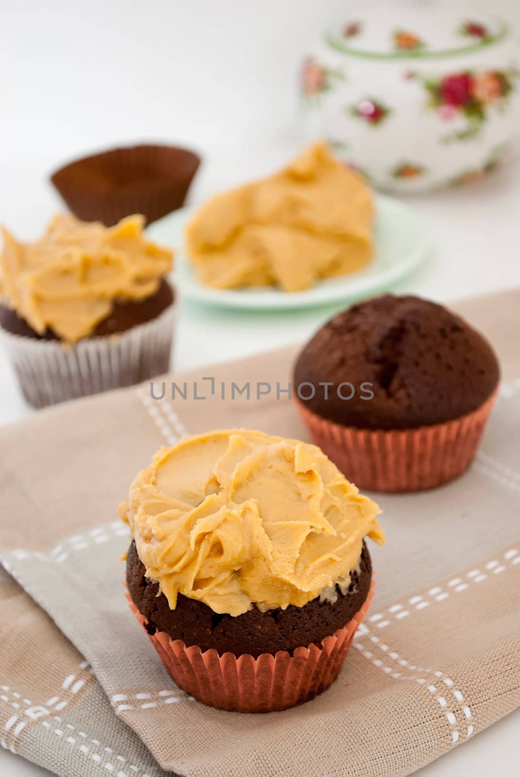 delicious homemade muffins with peanut butter icing