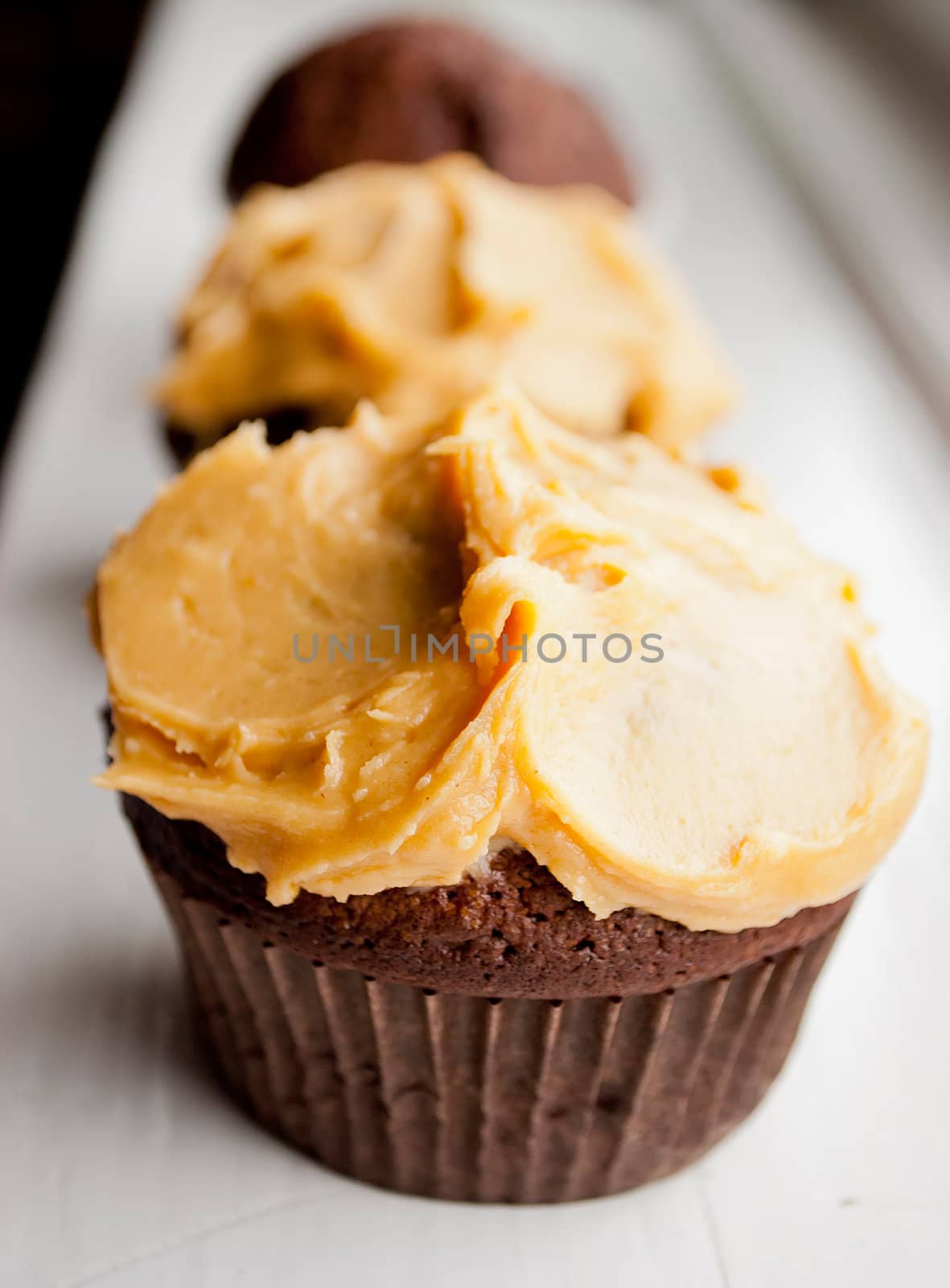 delicious homemade cupcakes with peanut butter icing