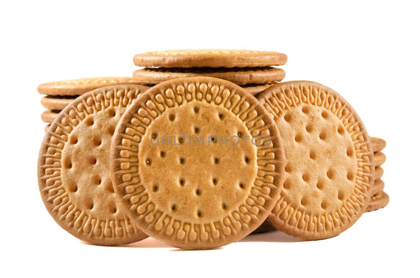 Group of biscuits on white isolated background