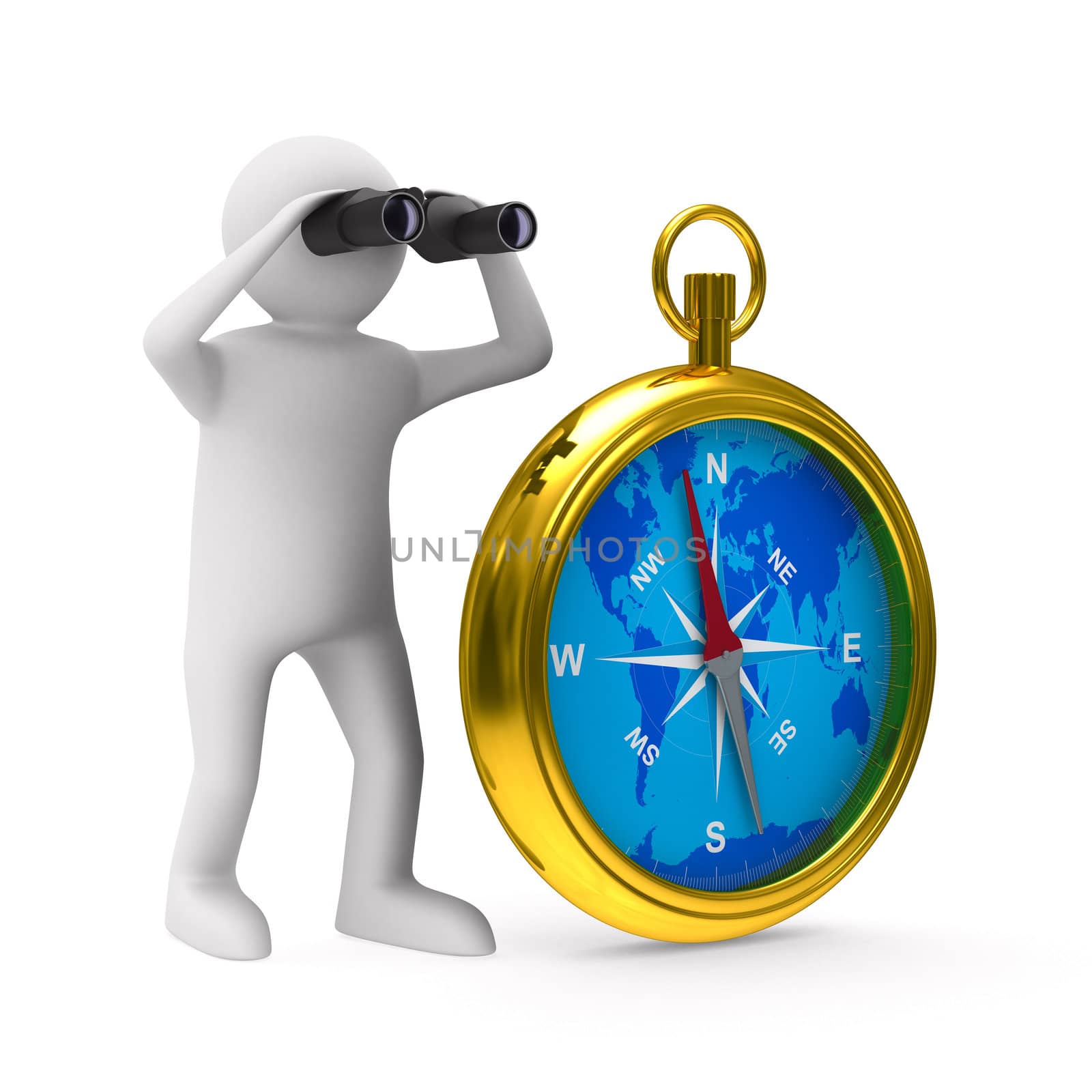 compass on white background. Isolated 3D image