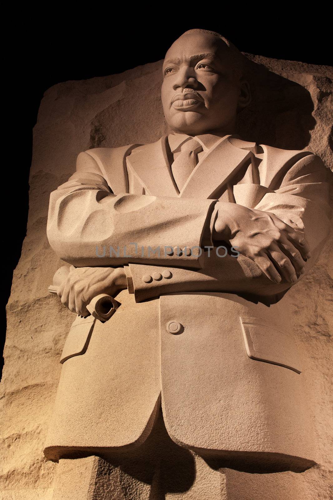 Martin Luther King Jr. Memorial Statue Night Washington DC Sculptor is Lei Yixin