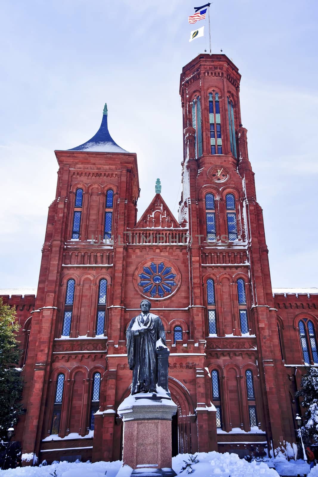 Smithson Statue After the Snow Smithsonian Castle Washington DC by bill_perry