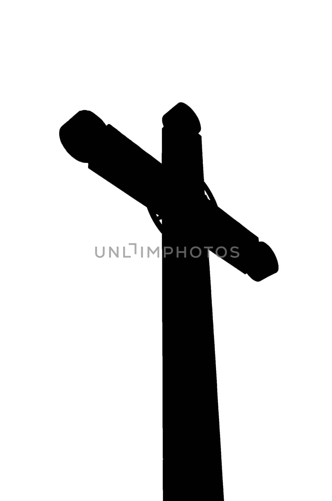 A black and white silhouette of a large cross