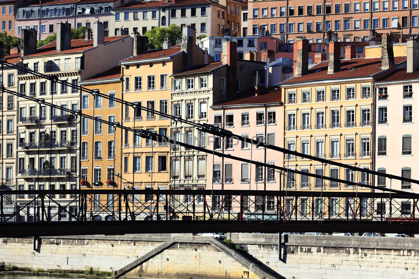 buildings in Lyon washed in the warm afternoon sunlight