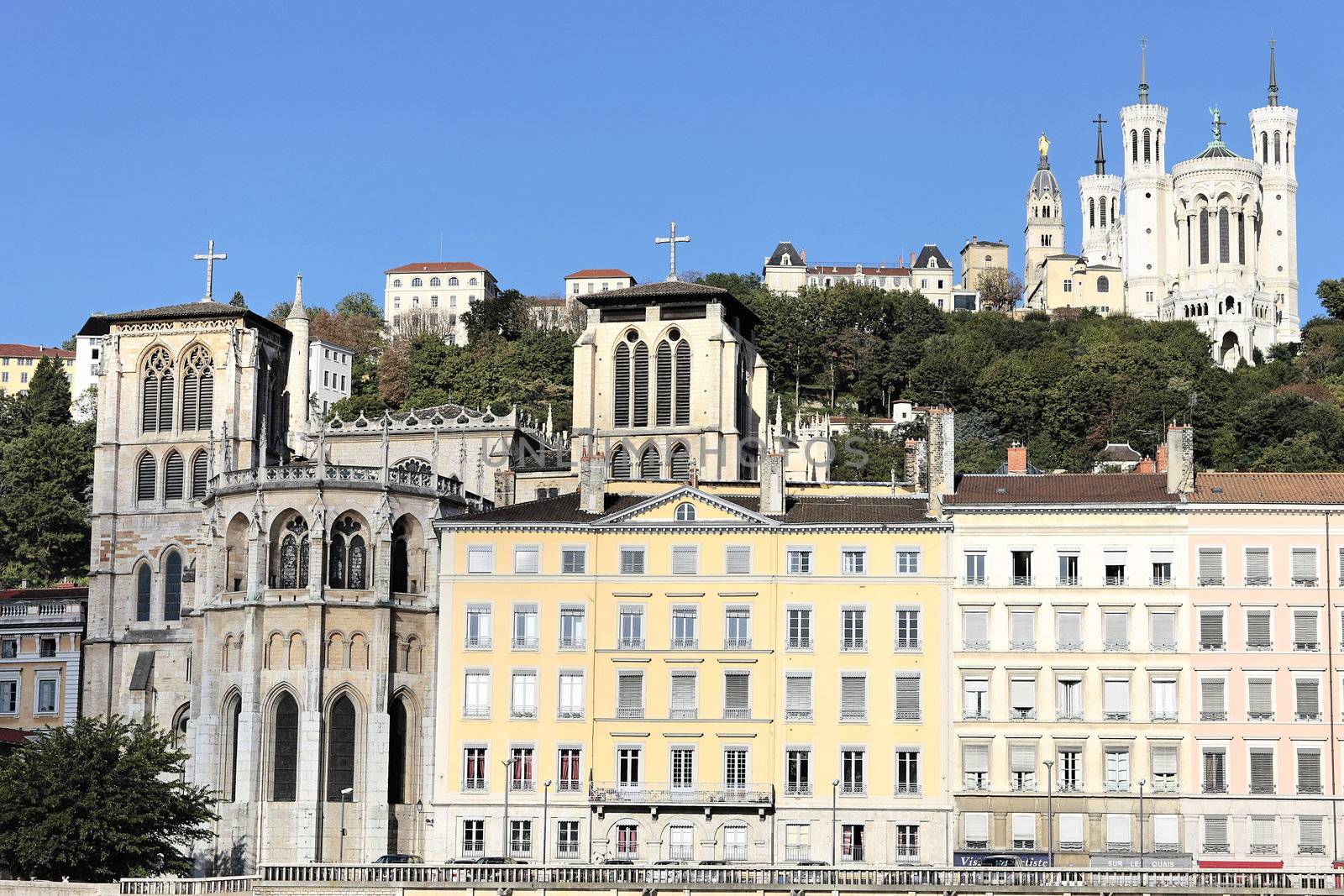 Lyon city with famous basilica, France