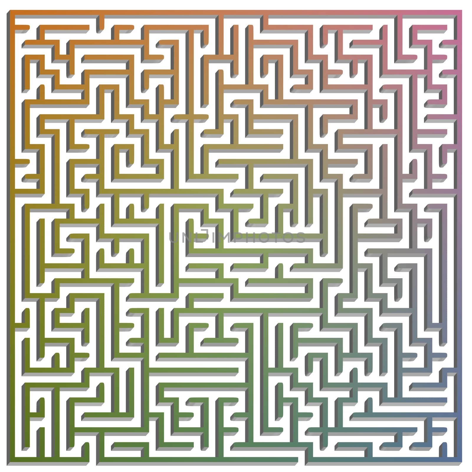 Illustration of a maze slightly extruded