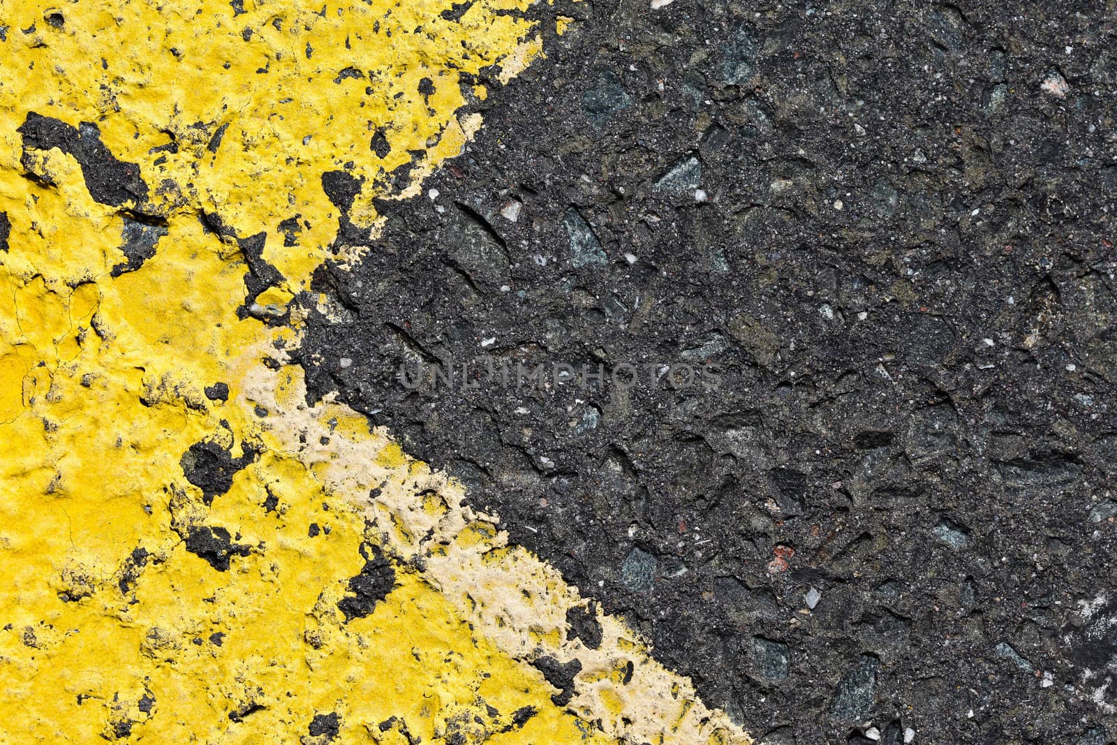 Abstract yellow and black  background  from road close up
