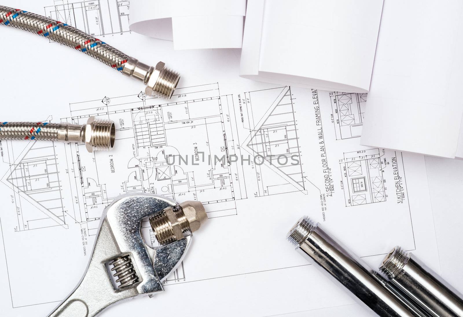 plumbing and drawings are on the desktop, workspace engineer