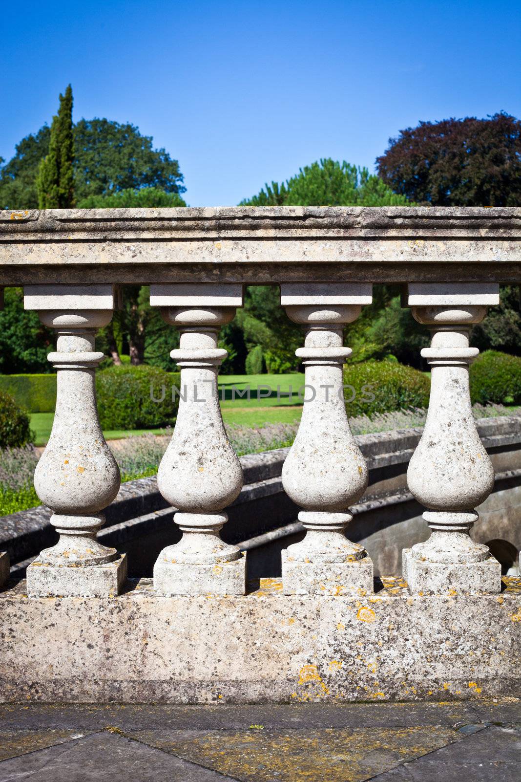 Classic stone wall at an english country mansion