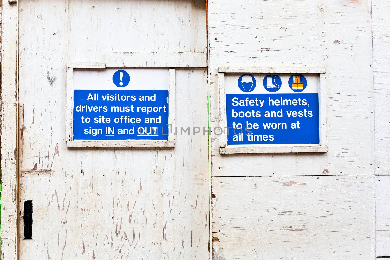Signs at a construction site for information