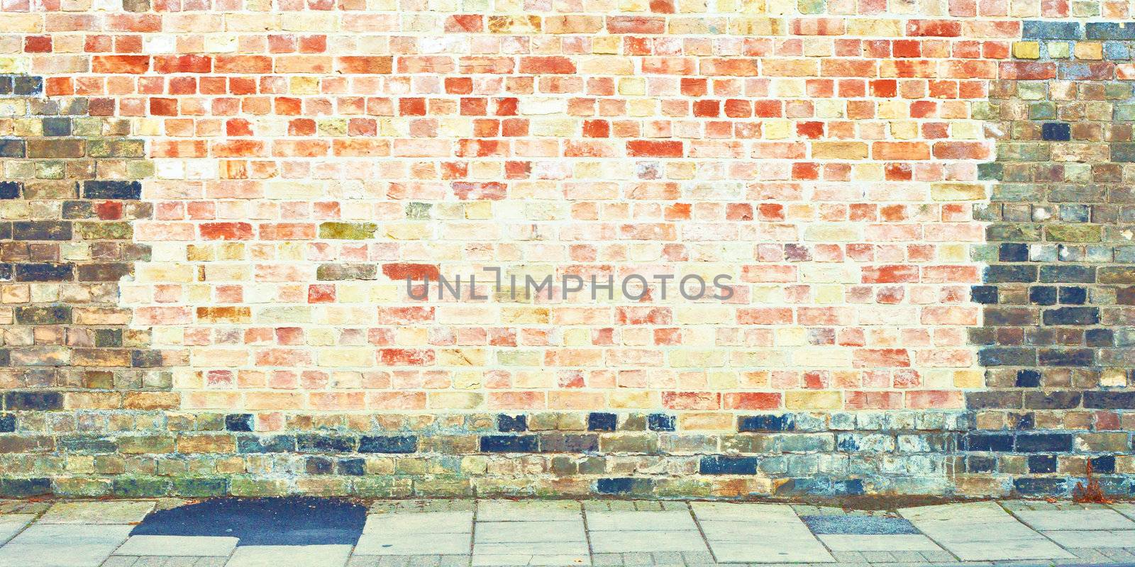 Brick wall and paving as a low contrast background image