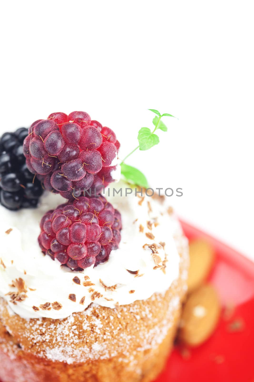 muffin with whipped cream,mint, raspberries, blackberries and nu by jannyjus