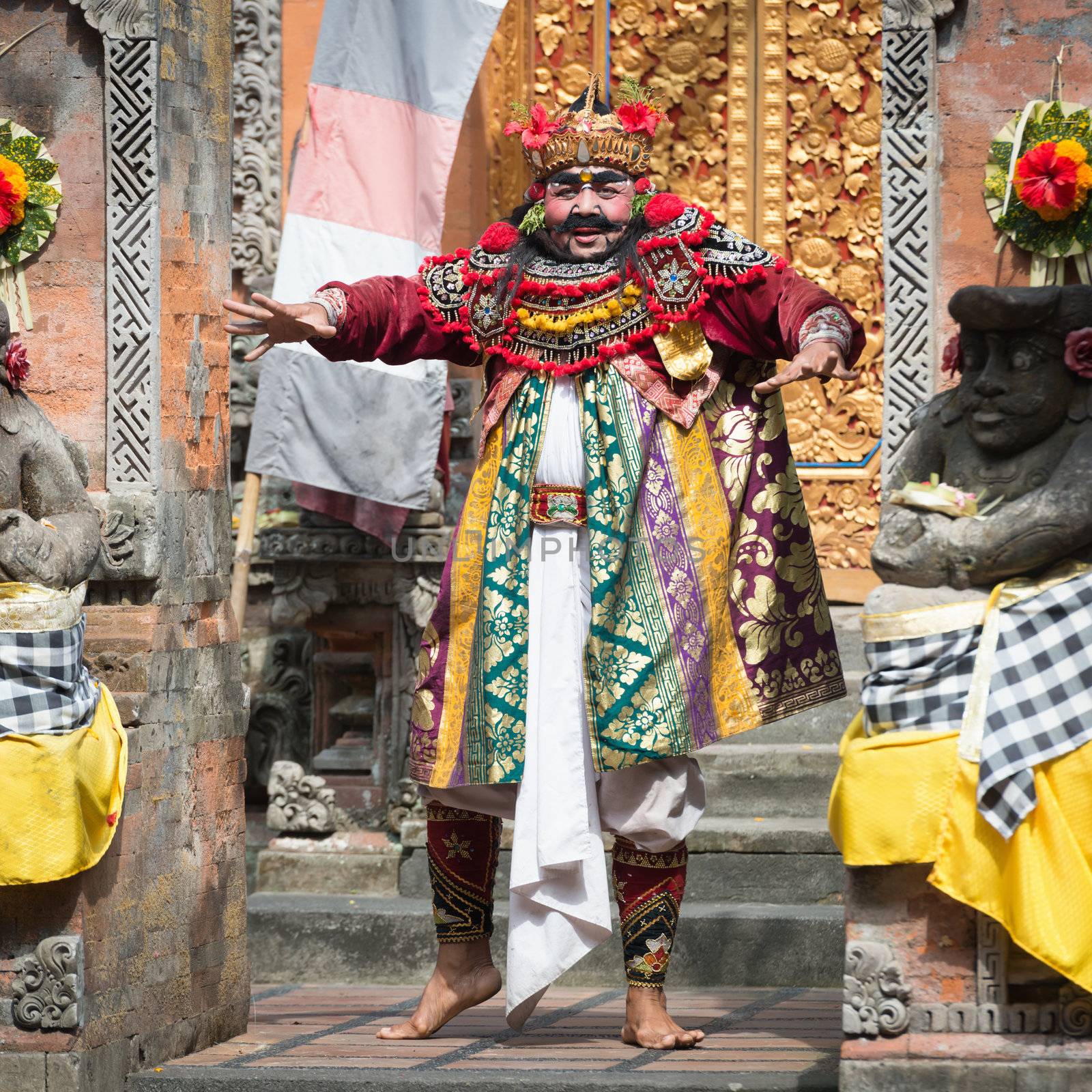 UBUD, BALI, INDONESIA - SEP 21: Actor performs an minister character on traditional balinese performance Barong on Sep 21, 2012 in Ubud, Bali, Indonesia. The show is popular tourist attraction on Bali