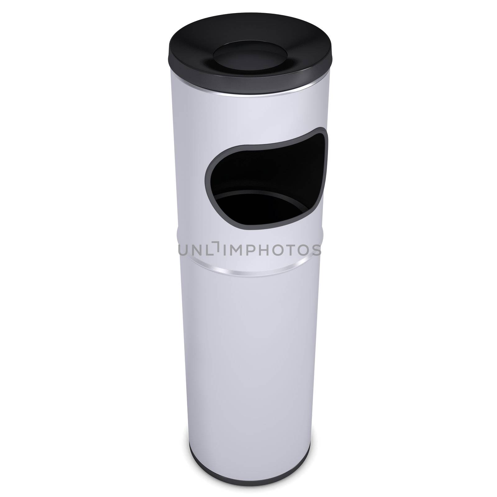 Metal waste bin. Isolated render on a white background