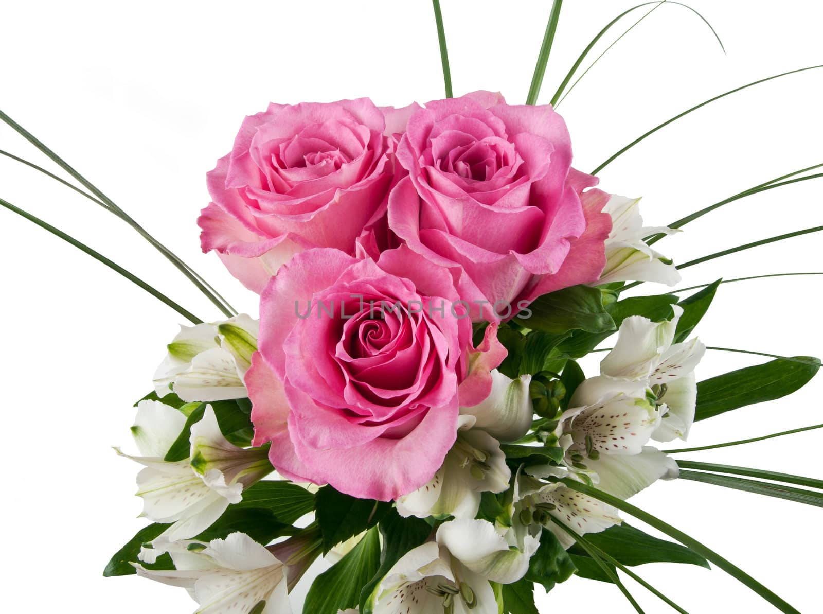 bouquet of alstroemerias and pink roses